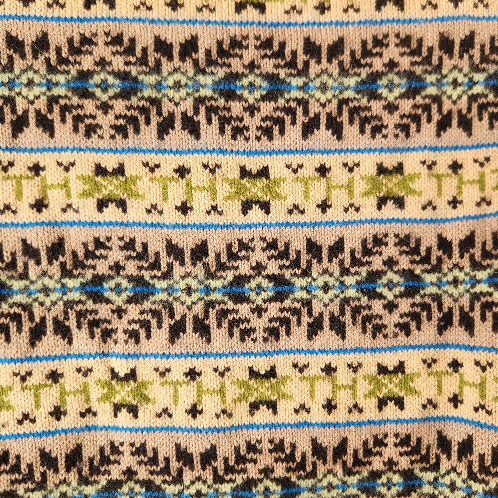 Vintage Tommy Hilfiger Brown Fair Isle Cardigan Sweater Lambswool Alpaca Size S - Picture 4 of 8